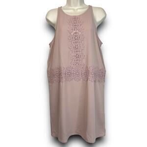 Leith Sleeveless Knee Length Dress Crochet Detail Dusty Rose Mauve Size Medium